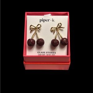 Piper K Cherry Earrings with Glass Stones